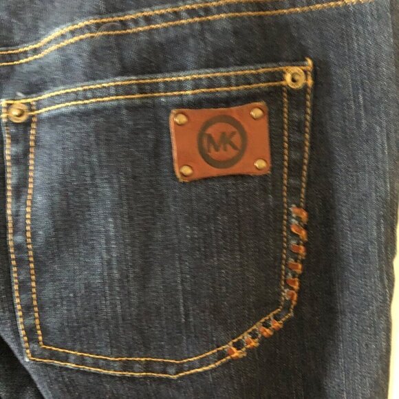 Michael Kors Womens Jeans Dark Wash Size 6 Brown Stitching - Picture 2 of 11